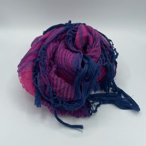 American Eagle Fuchsia and Indigo Circle Scarf with Tassels